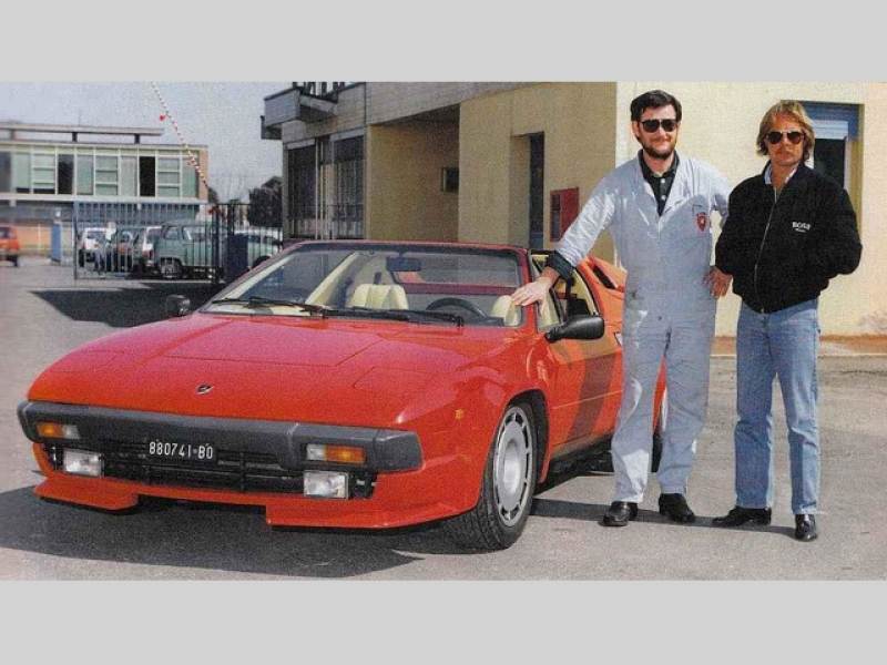 Valentino Balboni (vlevo) a Keke Rosberg u Lamborghini Jalpa.