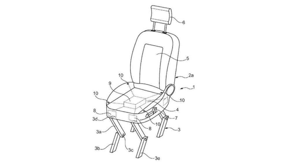 Patentový nákres robotické sedačky Fordu.