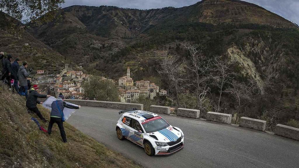 Škoda Fabia na letošním ročníku Rallye Monte Carlo.