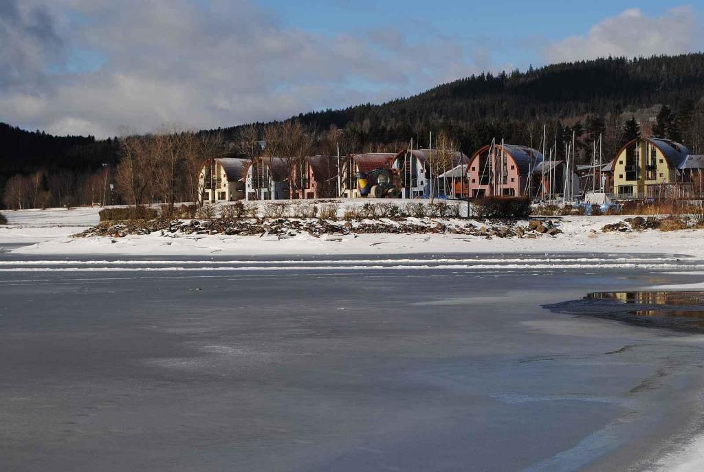 Zamrzlé Lipno u lipenské pláže 19. ledna 2024.