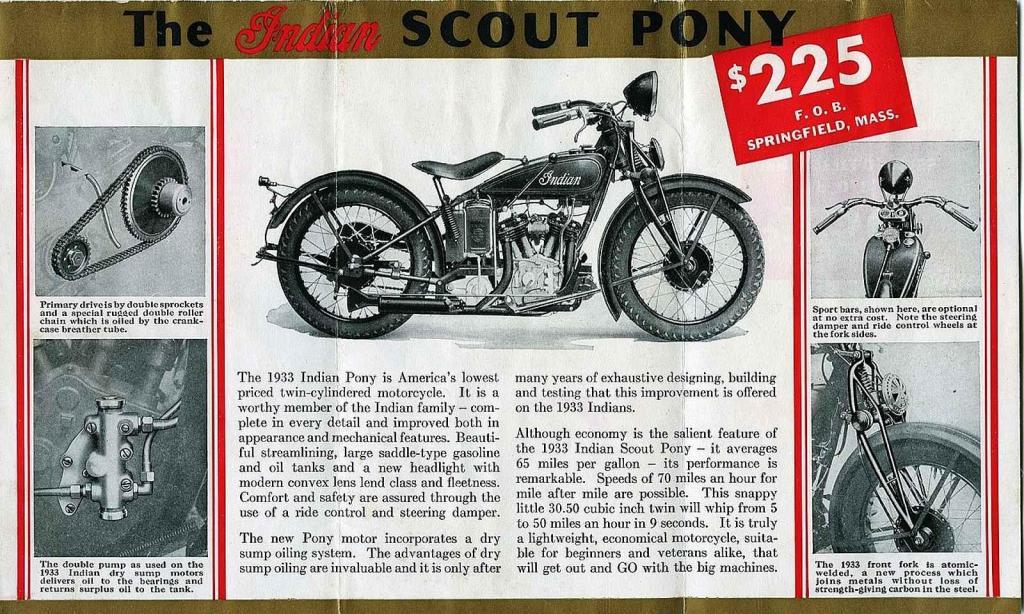 Propagační leták na motocykl Indian Scout Pony.