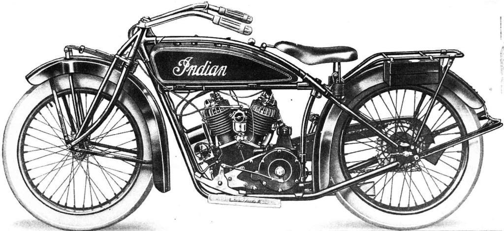 Indian Scout Model G-20 na dobovém snímku.