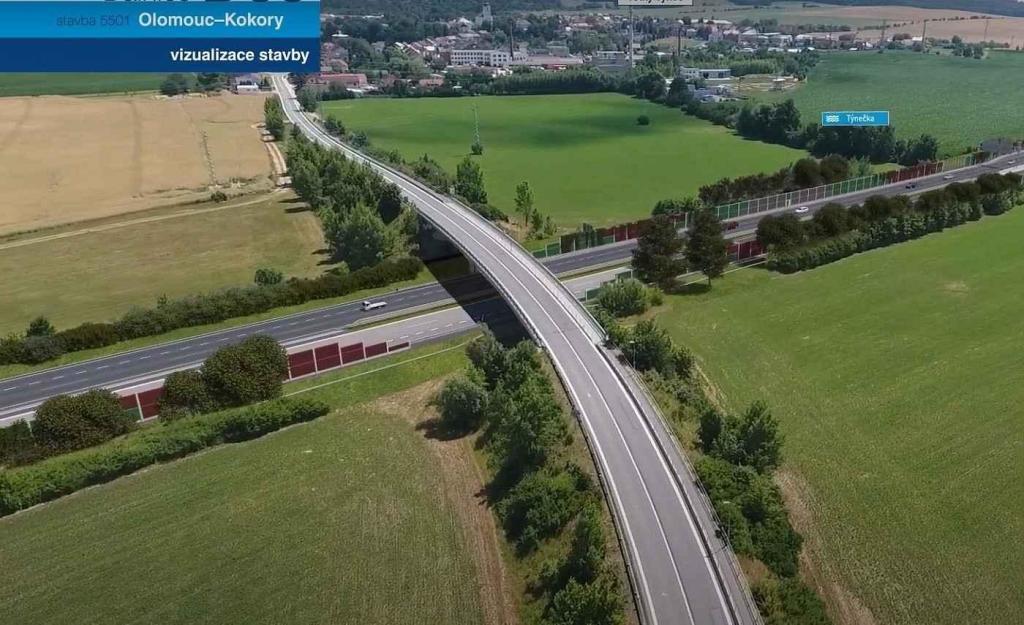 Vizualizace dálnice D55 Olomouc - Kokory