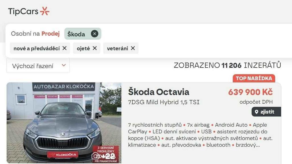 Nová podoba webového portálu TipCars. Přehledně nabídnuté tisícovky inzerátů.