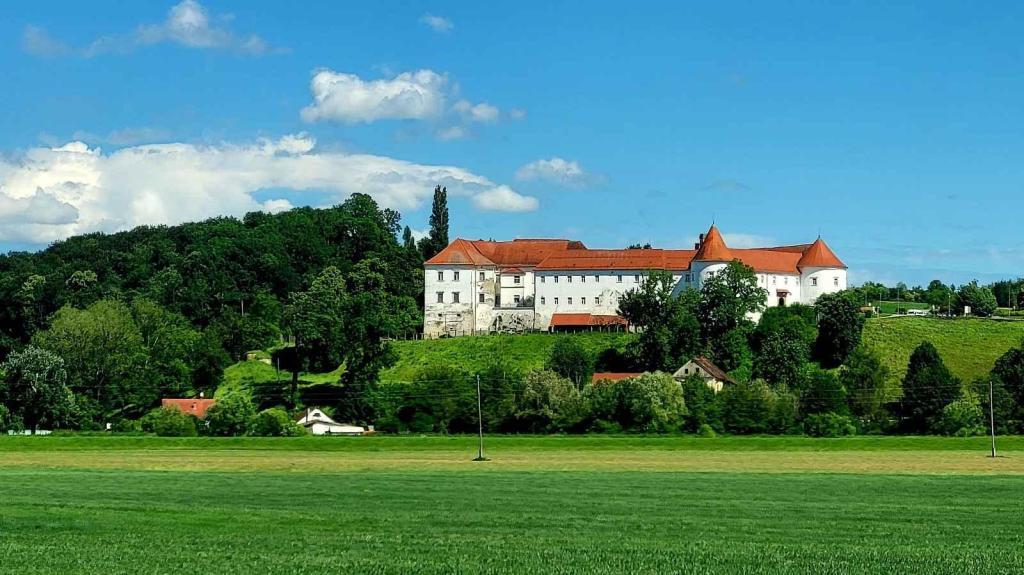 Hrad Hrastovec. Slovinsko láká i jednodenní zastávce na cestě k Jadranu. Bohužel jen projíždíme