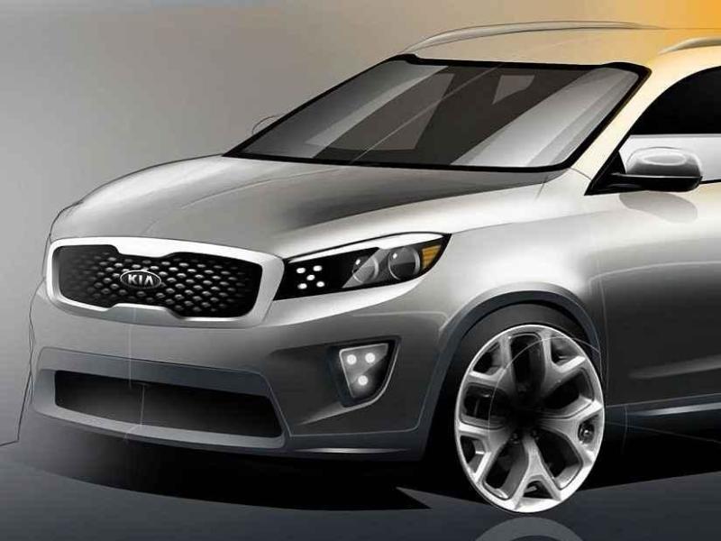 Skica nové generace SUV Kia Sorento.