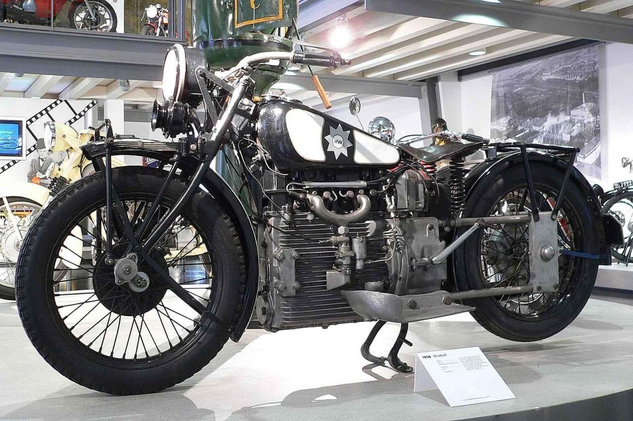 Motocykl Windhoff 750 v ve ZweiRadMuseum NSU. Foto: Wikimedia Commons, Joachim Köhler, CC BY-SA 3.0