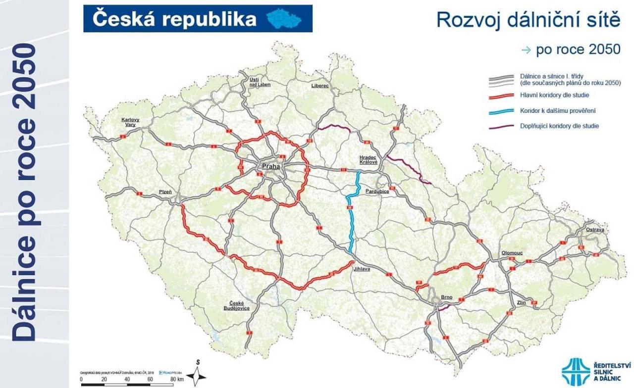 Rozvoj dálniční sítě po roce 2050.