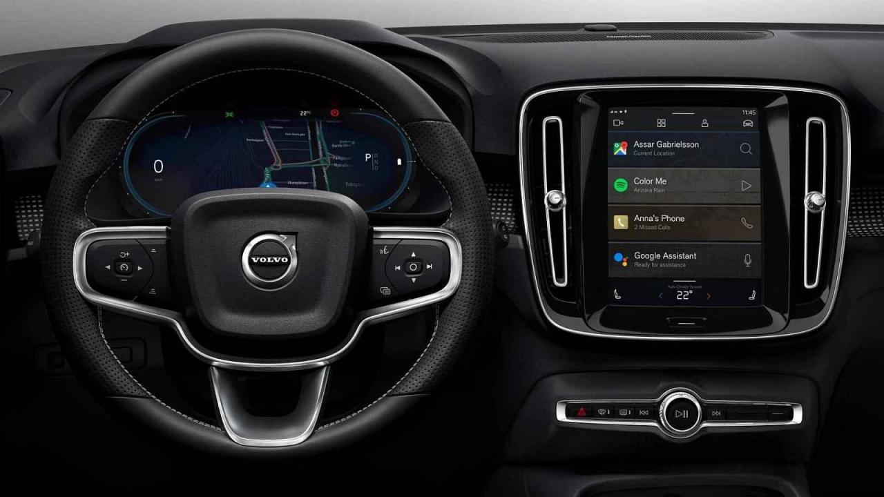 Android Automotive OS na palubě elektrického Volva XC40.