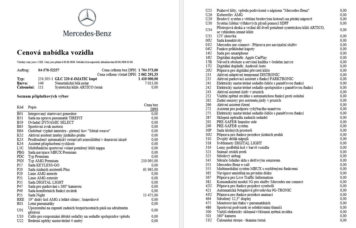 Mercedes-Benz GLC 220d 4M kupé, CZ