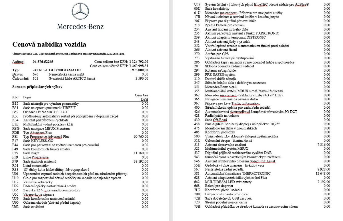 Mercedes-Benz GLB 200d 4M, CZ